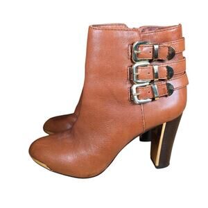Louise et Cie Warren Boots Vince Camuto Brown Leather 3" Heeled Size 6 B
